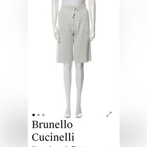 Brunello Cucinelli Light Gray Ribbed Knit Women’s Shorts